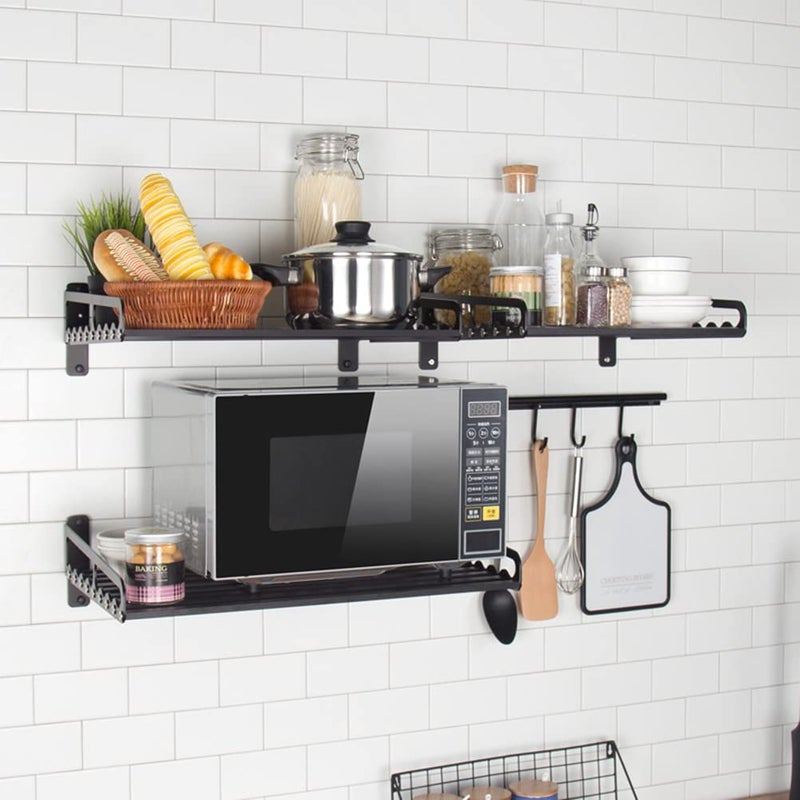 MaxxCloud Electric Oven Holders, Microwave Oven Rack Kitchen Shelf, Black Storage Racks Wall Shelf, Kitchen Organizer Aeronautical Aluminum, Weight Bearing 80 lb (19.6'' x 15.5'', Black) - Image 2